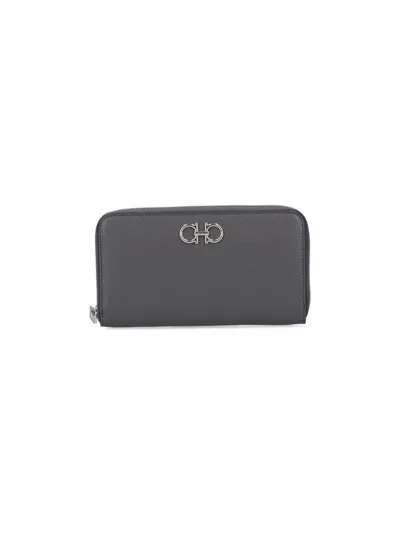 Ferragamo Salvatore  Gancini Continental Wallet In Grey