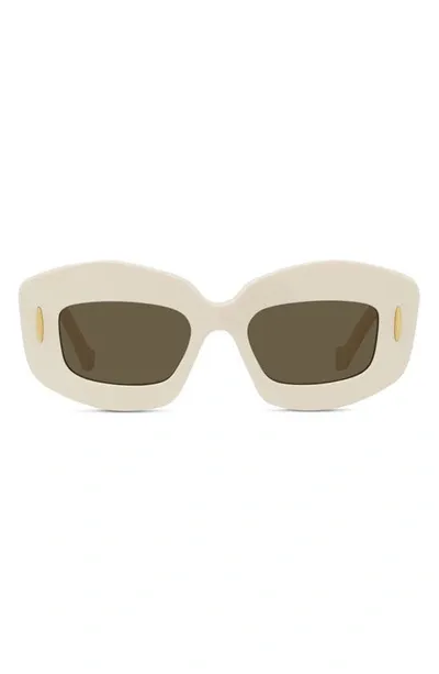 Loewe Silver Screen 49mm Rectangular Sunglasses In Ivry Brown