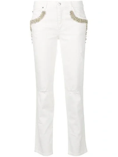 Ermanno Ermanno Embellished Pocket Jeans In White