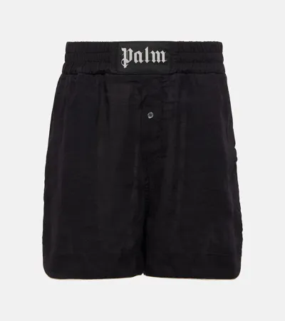 Palm Angels Linen Boxer Shorts In Black