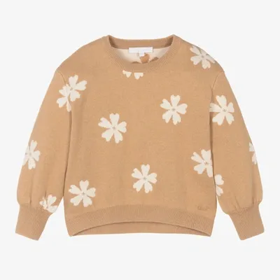 Chloé Kids' Girls Beige Organic Cotton & Wool Sweater