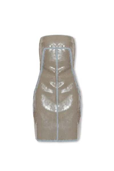 Rick Owens Sequin-embellished Denim Strapless Dress In Blue Dust