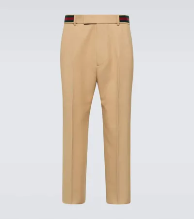 Gucci Straight-leg Drill Pants In Beige