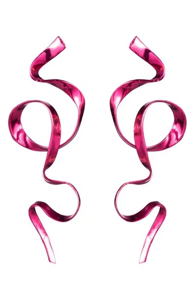 Sterling King Allegro Ribbon Drop Earrings In Fuchsia