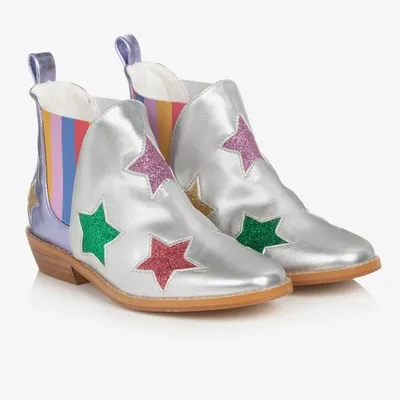 Stella Mccartney Kids Girls Metallic Silver Faux Leather Boots