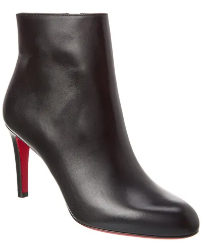 Christian Louboutin Pumppie Red Sole Leather Ankle Boots In Black