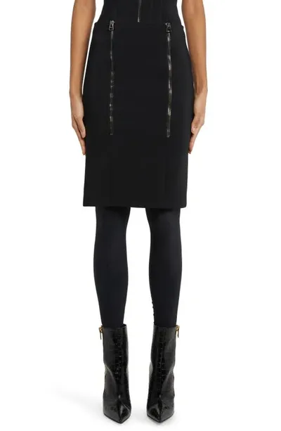 Tom Ford Stretch Crepe Pencil Skirt In Nero