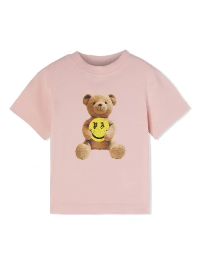 Palm Angels Kids' Logo-print Cotton T-shirt In Pink