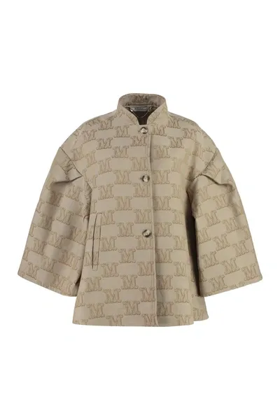 Max Mara Cotton Cape Coat In Beige