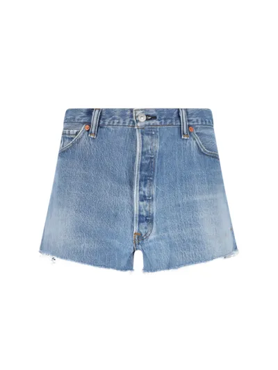 Re/done Levi's High Rise Cotton Denim Shorts In Light Blue