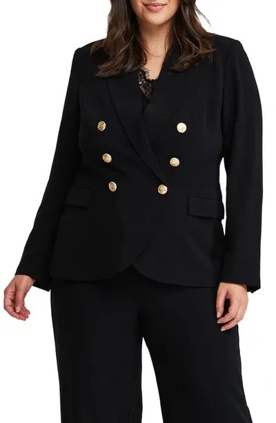 Estelle Clever Peaked Lapel Blazer In Black