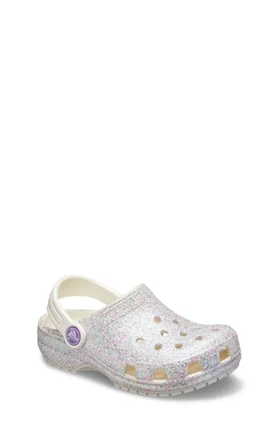 Crocs Kids' Classic Starry Glitter Clog In Oyster