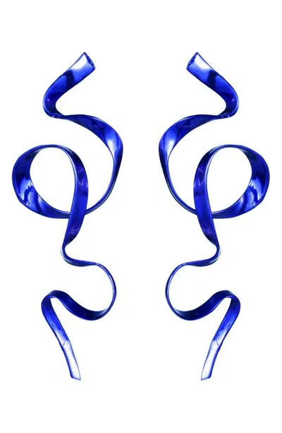 Sterling King Allegro Ribbon Drop Earrings In Cobalt