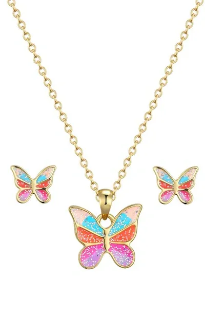 Lily Nily Kids' Glitter Butterfly Necklace & Stud Earrings Set In Gold