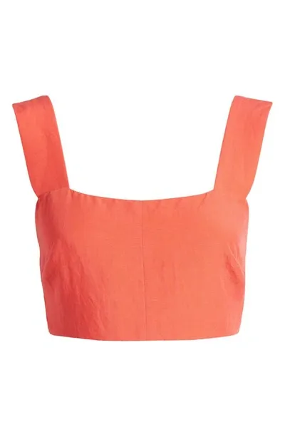 Sophie Rue Lena Square Neck Crop Tank In Coral Orange