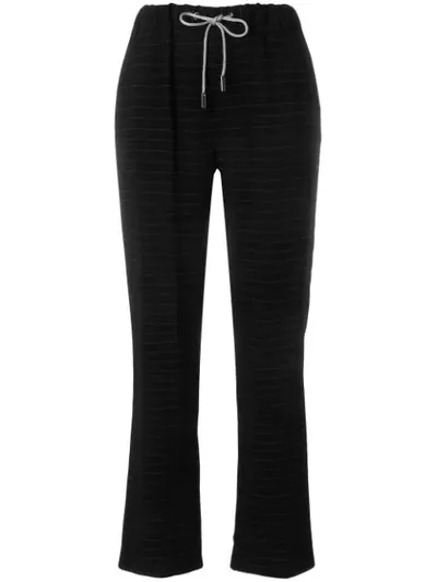 Eleventy Striped Trousers In Black