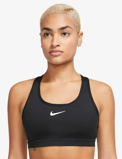 Nike Swoosh Medium Support Bra In Black