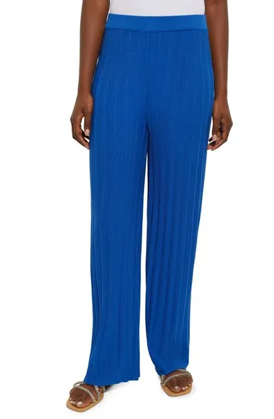 Misook Rib Wide Leg Pants In Oceanic