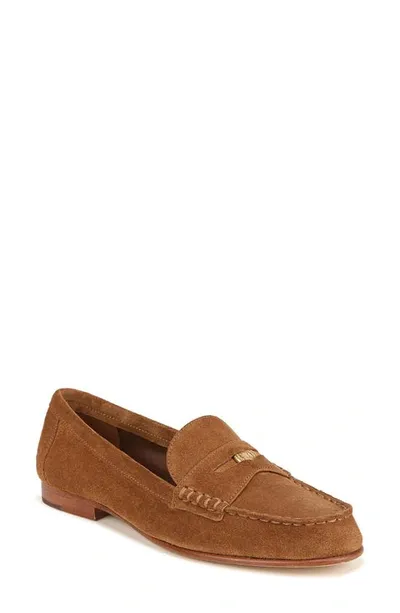 Veronica Beard Suede Coin Penny Loafers In Hazelwood