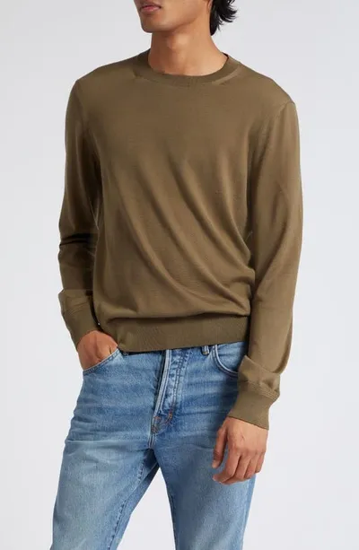 Tom Ford Fine Gauge Merino Wool Sweater In Olive