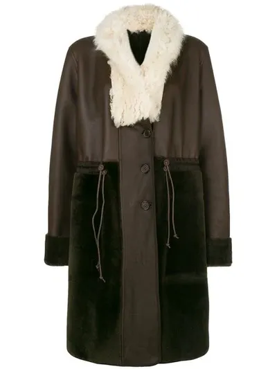 Chloé Reversible Oversized Lambskin Coat In Brown ,green