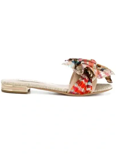 Casadei Checked Bow Sandals In Multicolour