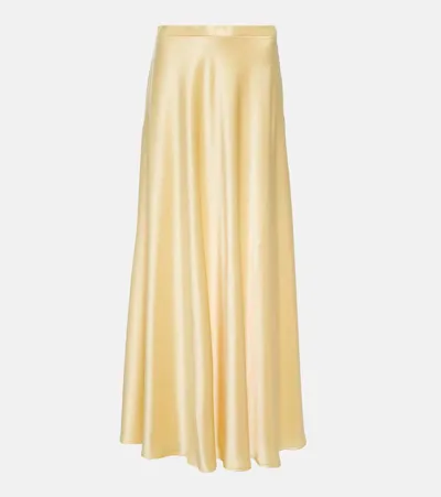 Polo Ralph Lauren Satin Maxi Skirt In Yellow