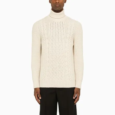 Drumohr Milk Turtleneck In Wool In White