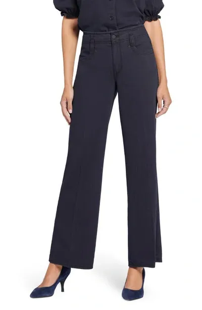 Nydj Teresa Hollywood High Waist Wide Leg Jeans In Overdye Black