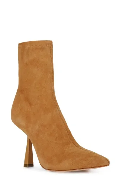 Black Suede Studio Jelena Pointed Toe Bootie In Toffee Suede