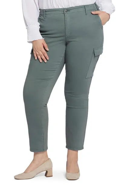 Nydj Sheri Hollywood Waist Slim Cargo Jeans In Sage Leaf