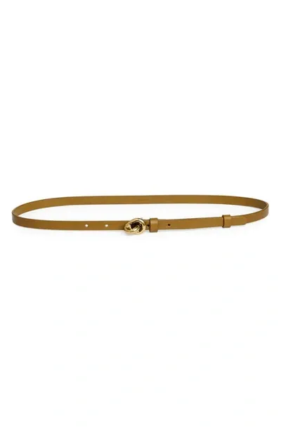 Bottega Veneta Cintura Leather Belt In Acorn & Muse Brass