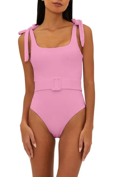 Beach Riot Sydney Belted One-piece Swimsuit In Prism Pink