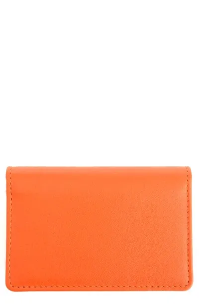 Royce New York Leather Card Case In Orange