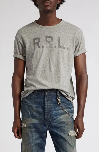 Double Rl Logo Graphic T-shirt In Heather Grey