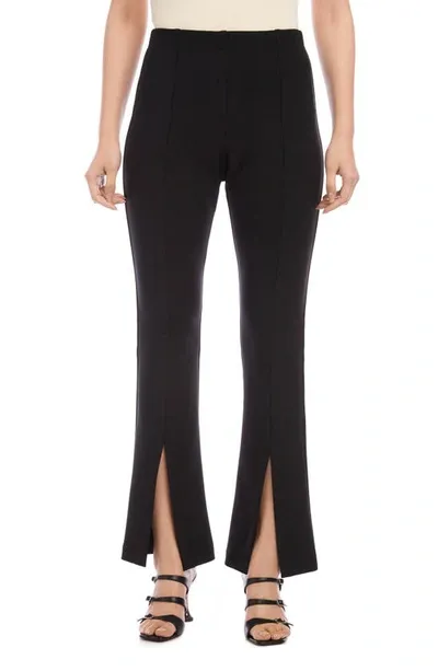 Fifteen Twenty Harlow Slit Hem Bootcut Pants In Black