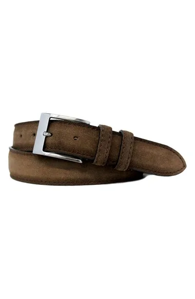 W.kleinberg Suede Belt In Chocolate