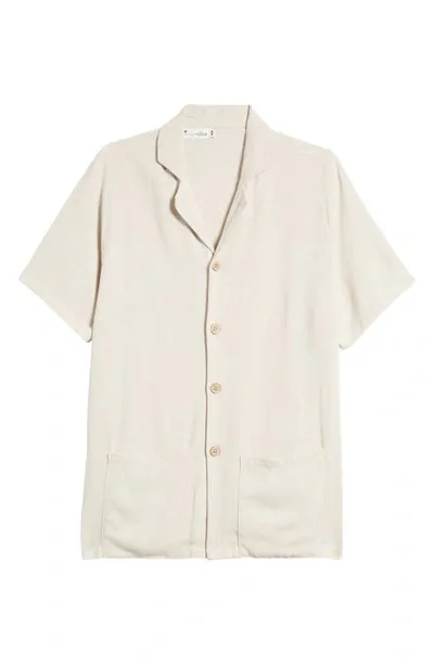 King + Lola Kids'  Cotton & Linen Button-up Shirt In Tan