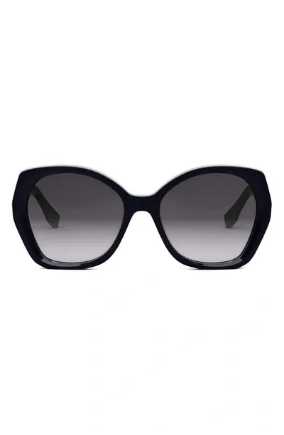 Fendi The  Lettering 57mm Gradient Butterfly Sunglasses In Grey