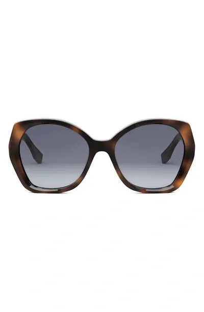 Fendi The  Lettering 57mm Gradient Butterfly Sunglasses In Blonde Havana