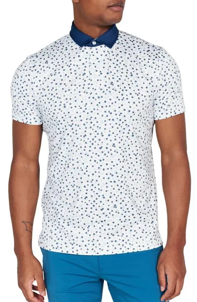 Redvanly Herrick Floral Performance Golf Polo In Bright White