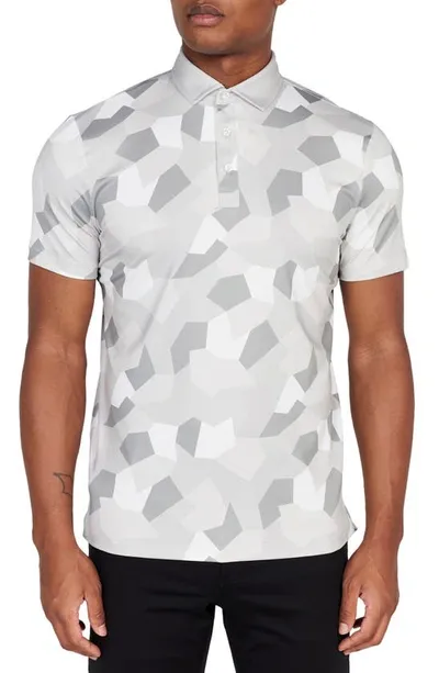 Redvanly Baron Geometric Camo Performance Golf Polo In Micro Chip