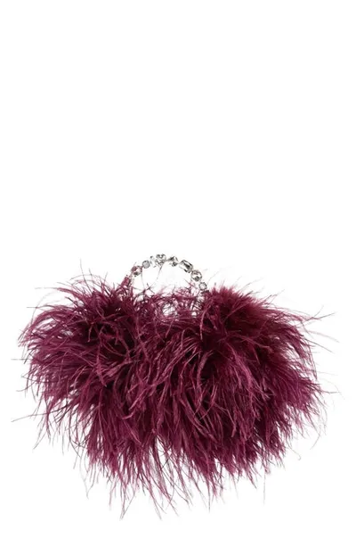 L'alingi Feathered Taliya Clutch Bag In Wine