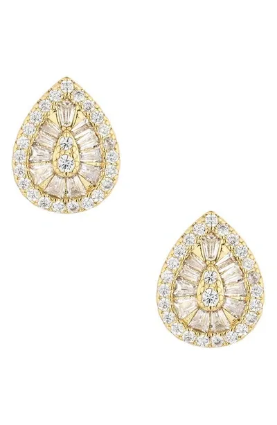 Ettika Small Cubic Zirconia Teardrop Stud Earrings In Gold