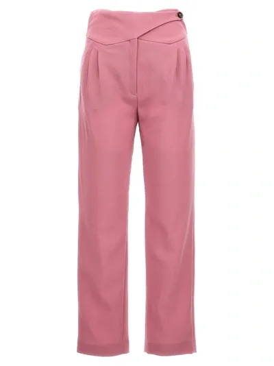 Blazé Milano Basque Pleated Wool-crepe Straight-leg Pants In Light Pink