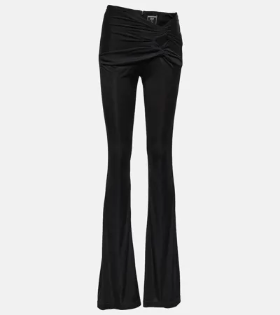 Versace X Dua Lipa Gathered Jersey Flared Pants In Black