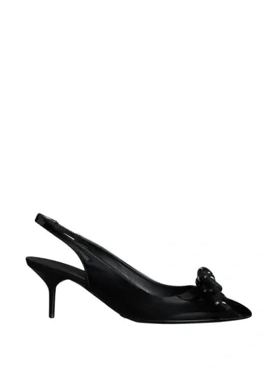 Burberry Rope Detail Patent Leather Slingback Pumps In Black