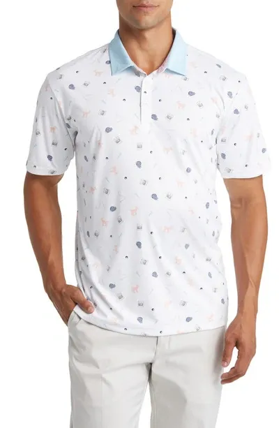 Swannies Amendt Print Golf Polo In Sunset