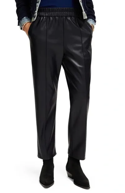 Scotch & Soda High Waist Faux Leather Pants In Night