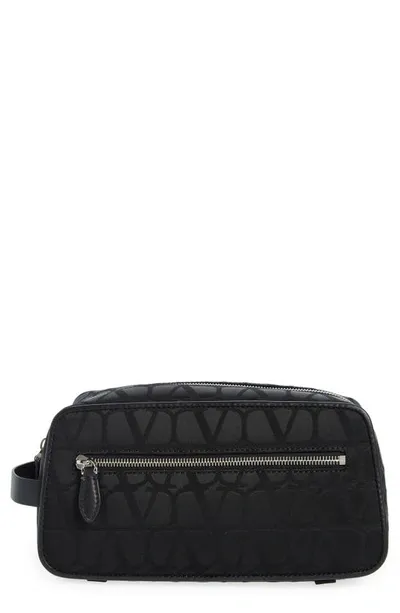 Valentino Vlogo Monogram Jacquard Dopp Kit In 0no-nero